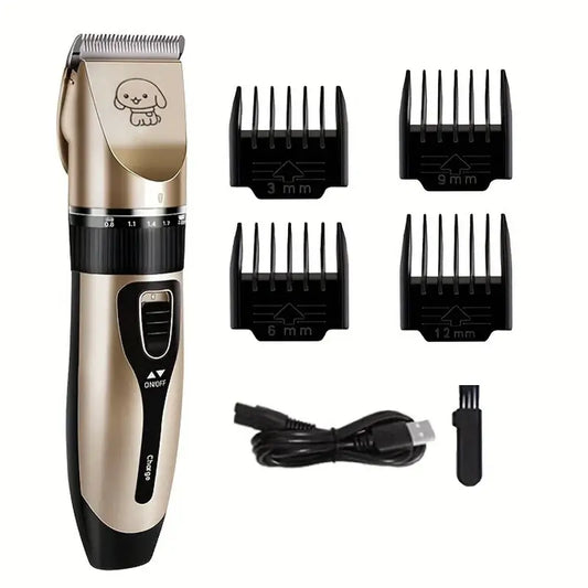 Professional Grooming Pet Hair Trimmer Kit in use on a dog, showcasing effective grooming with minimal mess.