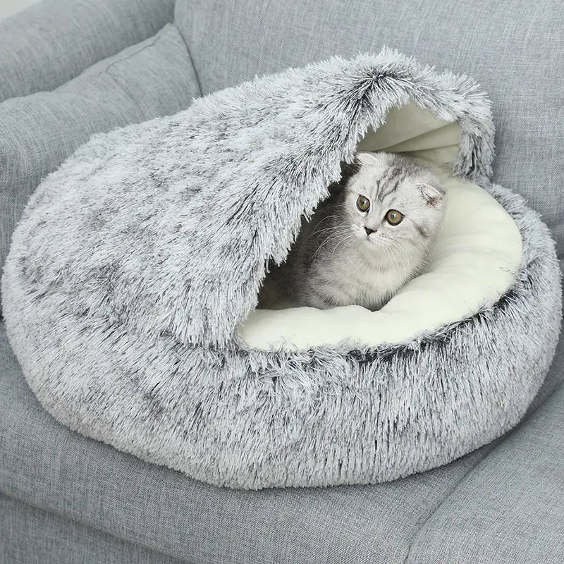 Plush Shell Pet Bed - Calming & Winter Warmth