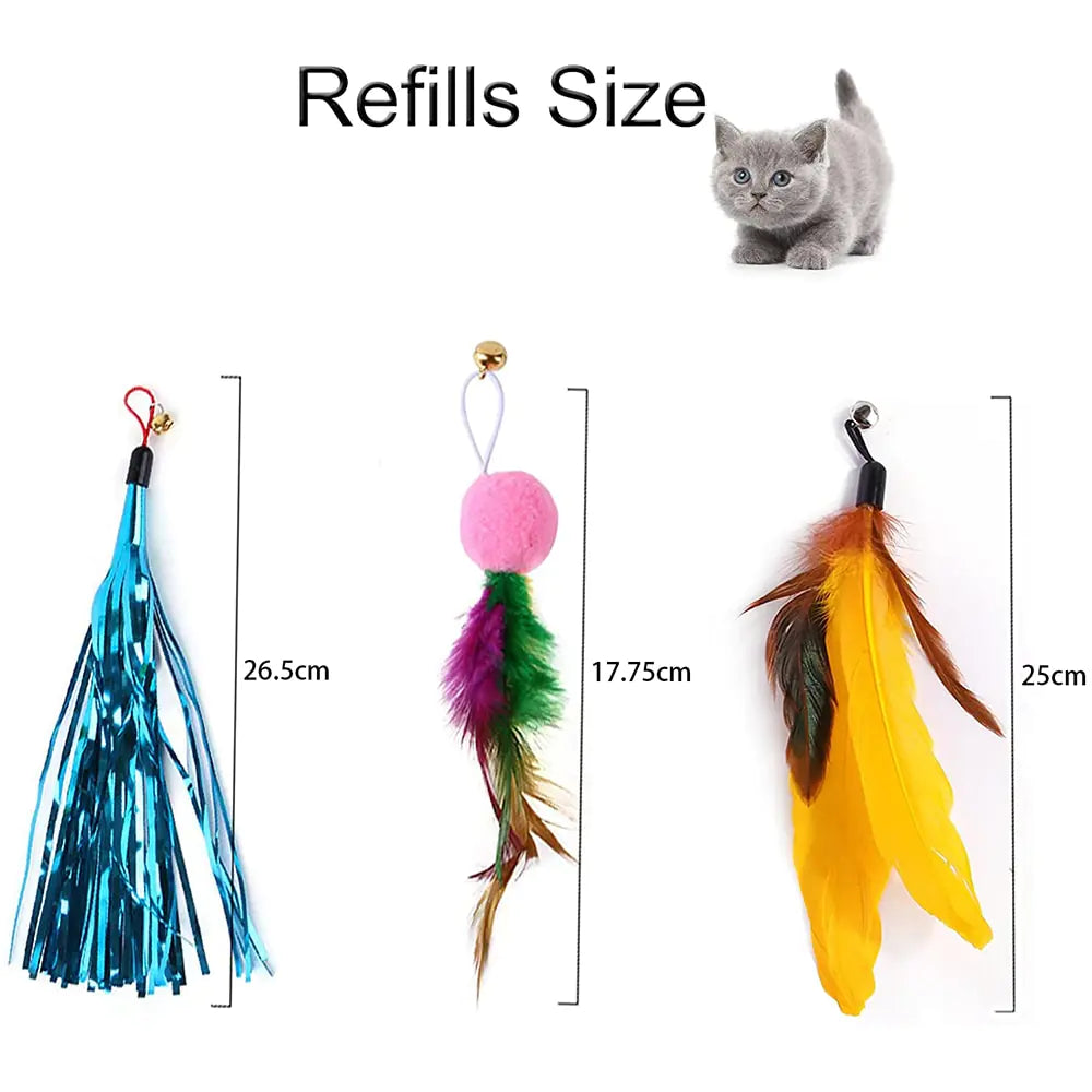 11-Piece Cat Feather Wand - Interactive Toy Set