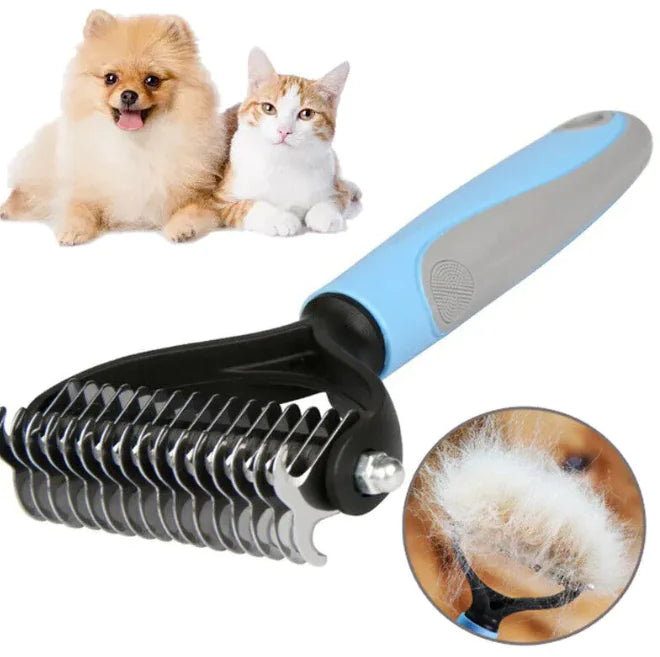 Pet De-Shedding Rake - 2-in-1 Grooming Tool