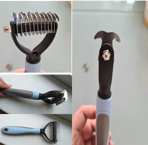 Pet De-Shedding Rake - 2-in-1 Grooming Tool