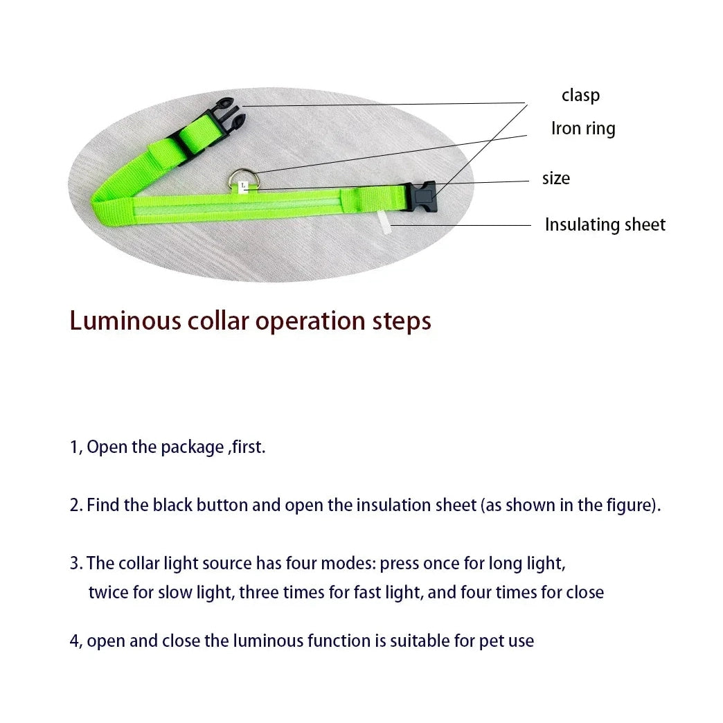 LED Safety Dog Collar - Rechargeable Glow-in-Dark Night Visibility - Petmartopia