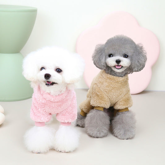 Pet Clothes Dog Clothes Autumn And Winter New Pet Clothes Cat Clothes 22 Three-color Pull Ring Four-leg Fleece