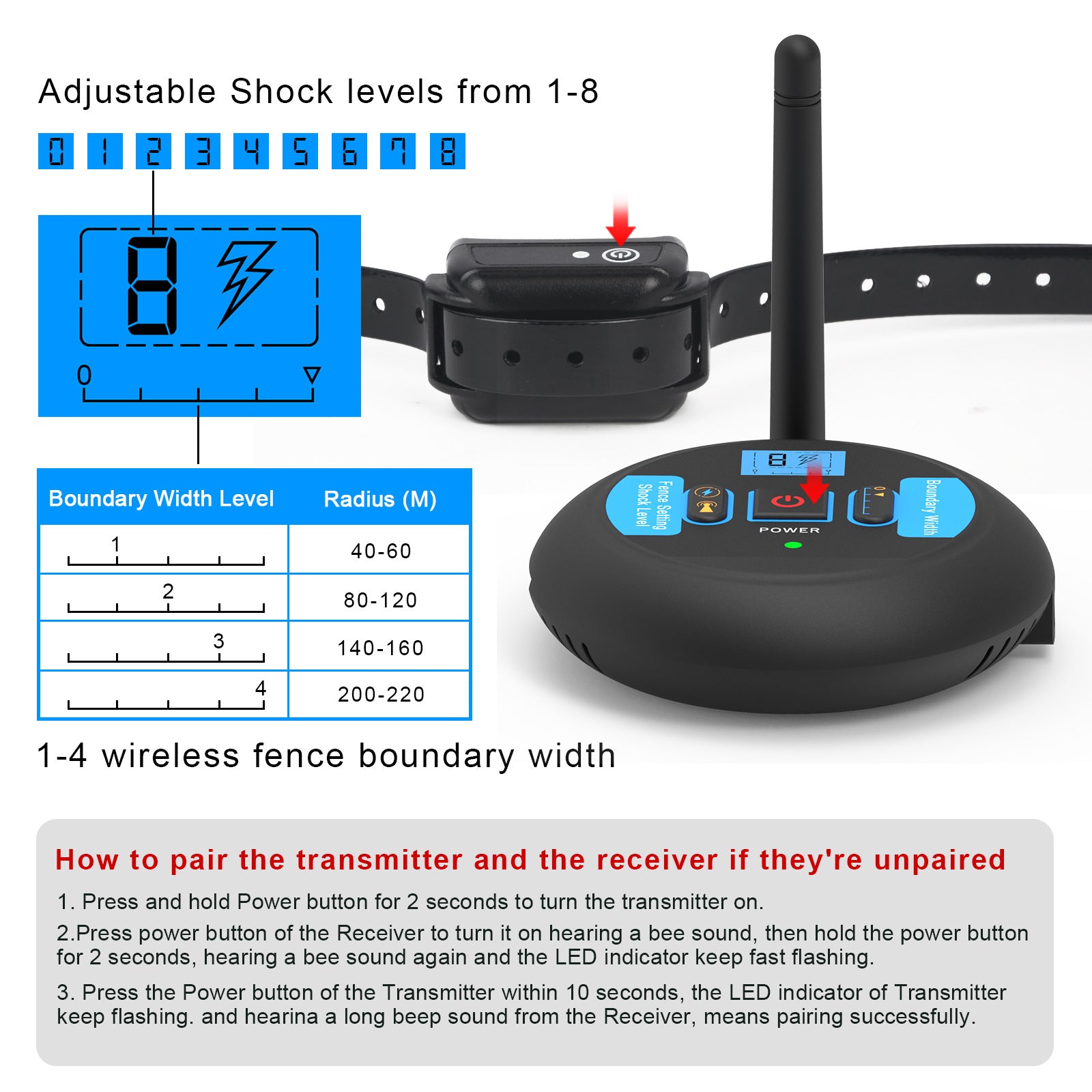 Wireless Pet Electronic Fence New Year Pet Trainer Bark Stopper Pet Supplies Toy Training Electric Shock