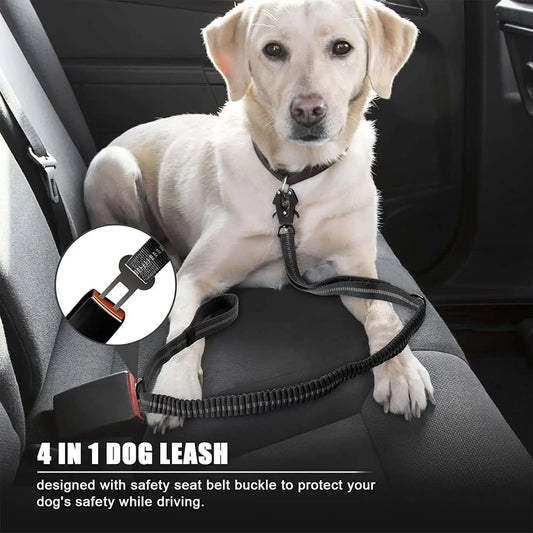 Shock-Absorbing Dog Leash - Reflective with Car Seatbelt