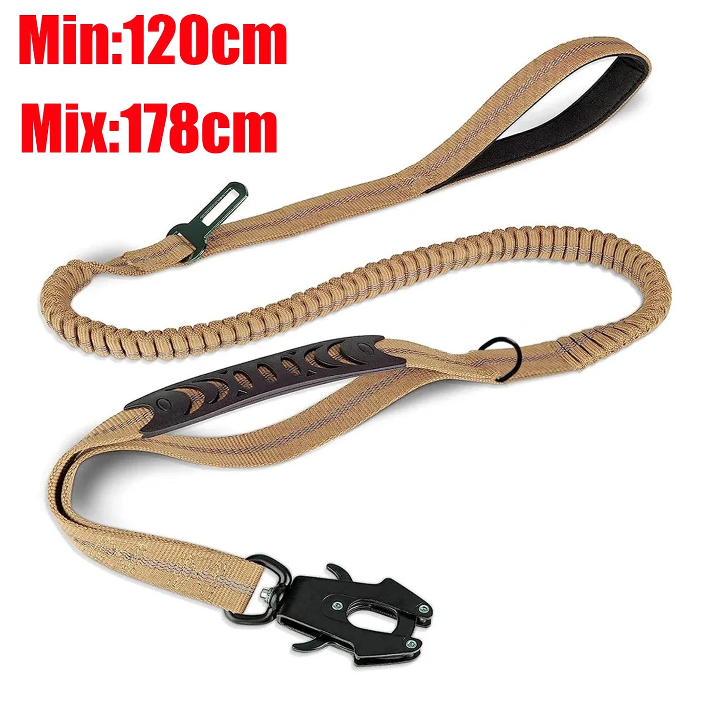 Shock-Absorbing Dog Leash - Reflective with Car Seatbelt