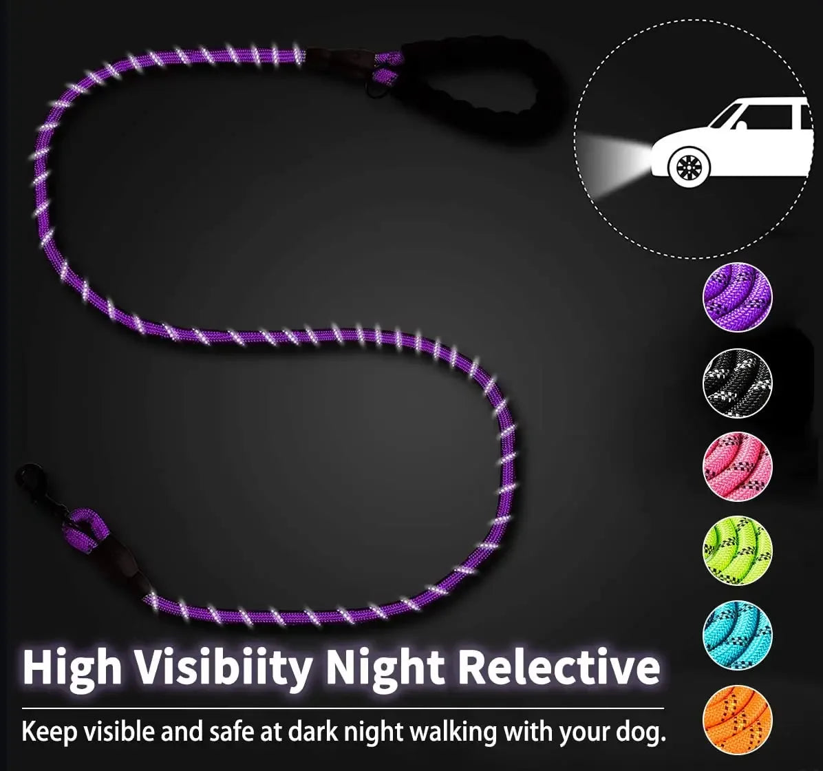 Reflective Dog Leash - Strong Nylon for All Sizes