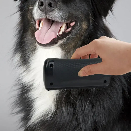 Pet Grooming Deshedding Brush with ergonomic design for easy cleaning and comfort for small dogs.