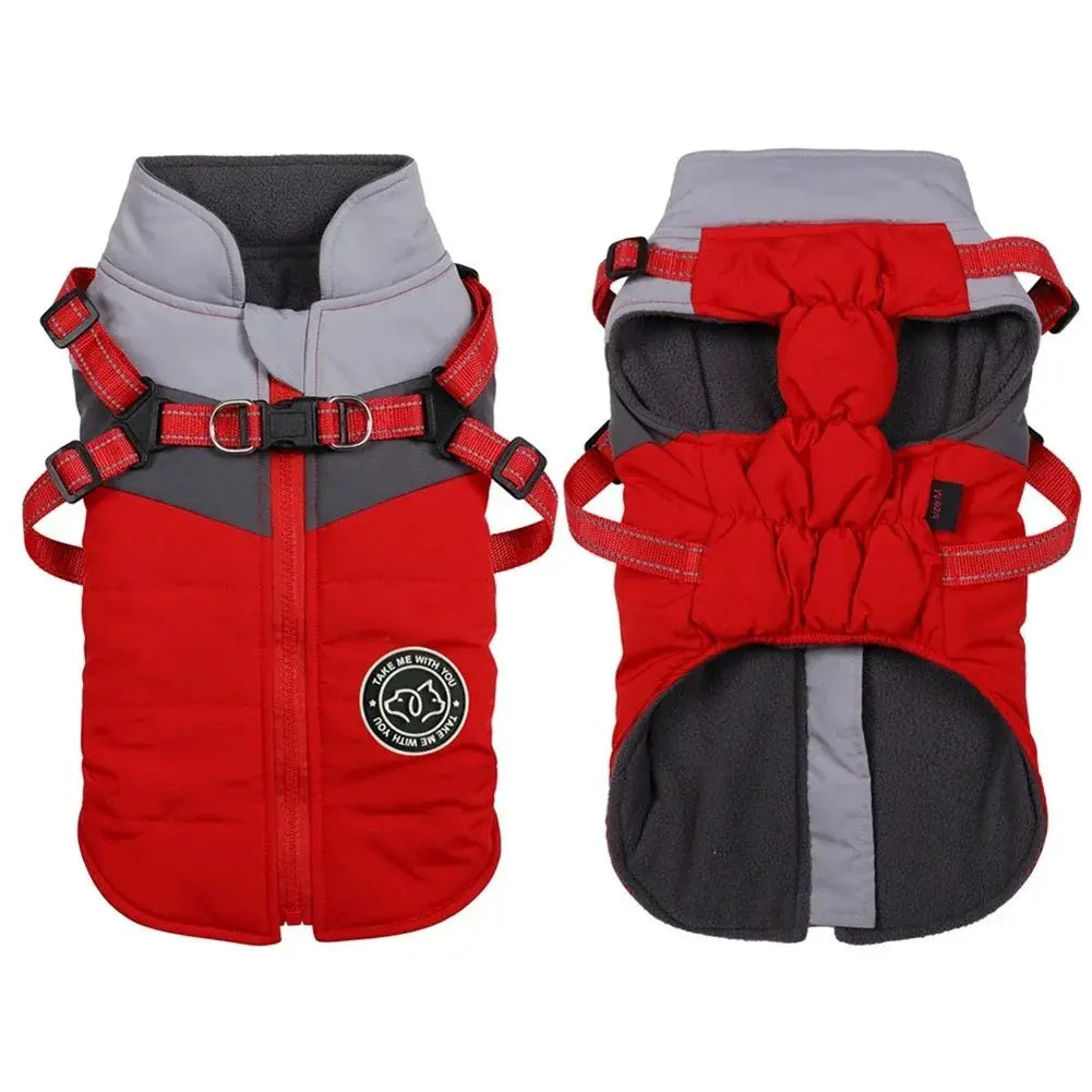 Waterproof Warm Harness Jacket - Reflective Dog Coat - Petmartopia