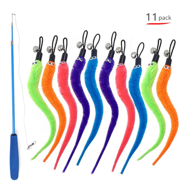 11-Piece Cat Feather Wand - Interactive Toy Set