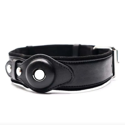 Leather Dog Collar with AirTag Holder