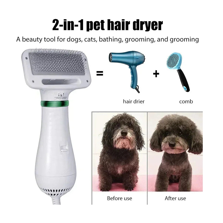 2-in-1 Pet Hair Dryer Brush - Dry & Style Combo - Petmartopia