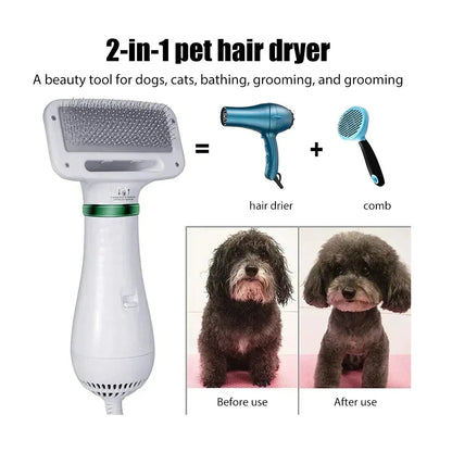 2-in-1 Pet Hair Dryer Brush - Dry & Style Combo - Petmartopia