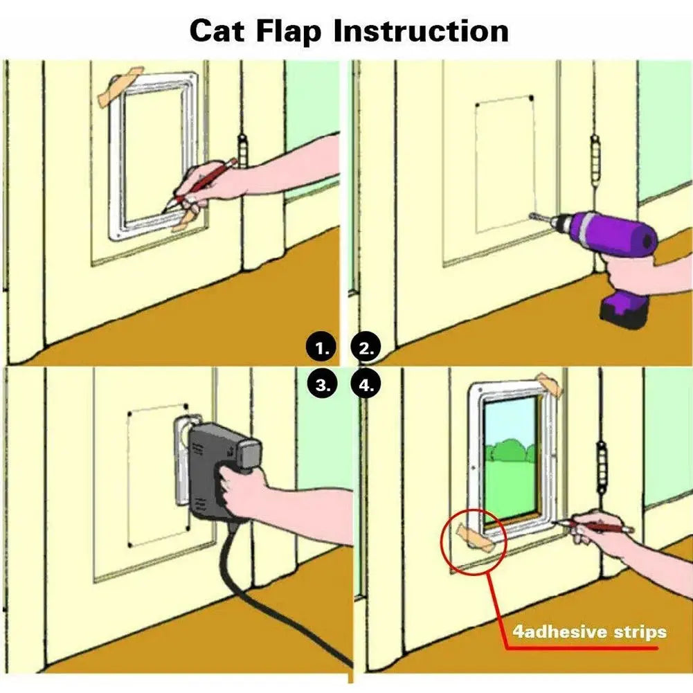 4 Way Security Cat Flap Door - Weatherproof with Locking Modes - Petmartopia