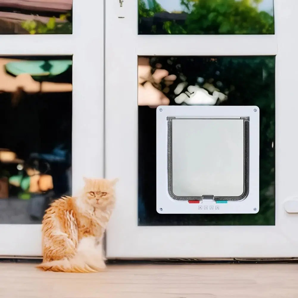 4 Way Security Cat Flap Door - Weatherproof with Locking Modes - Petmartopia