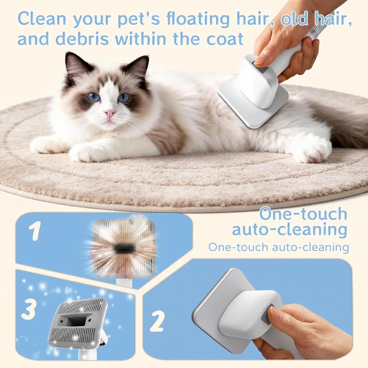 VacuGroom™ 7-in-1 Pet Grooming Vacuum Kit – Clip, Deshed, Dry & Trim at Home