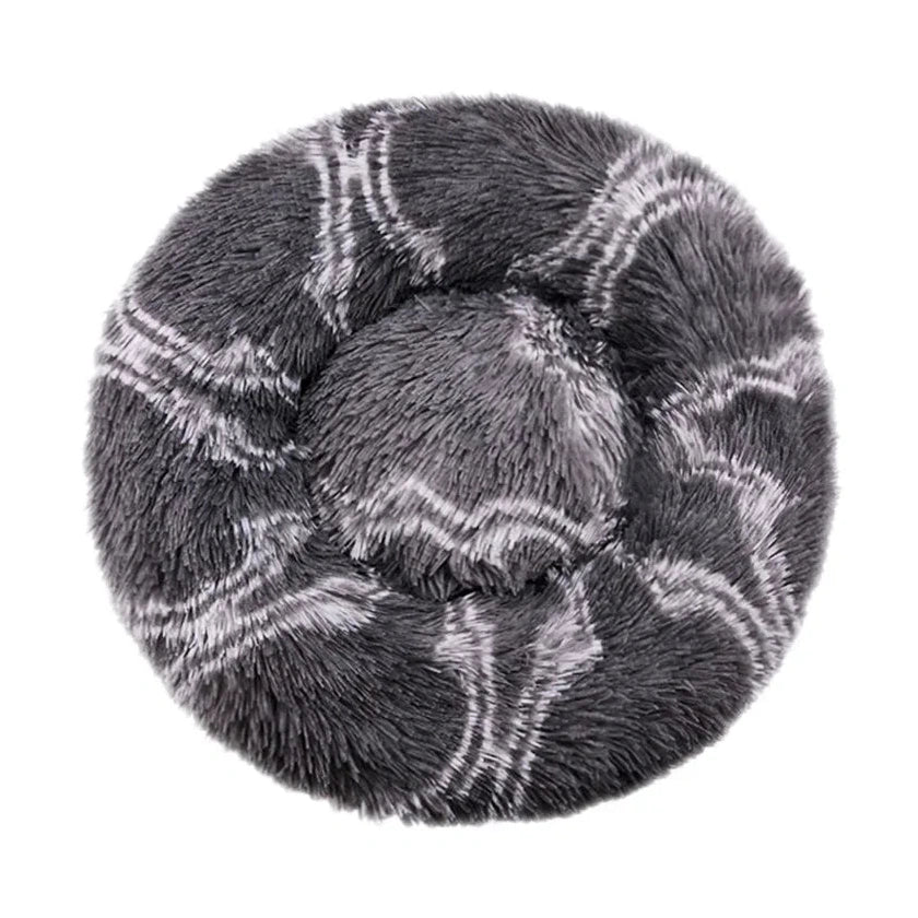 Gray and white fluffy scrunchie on a white background
