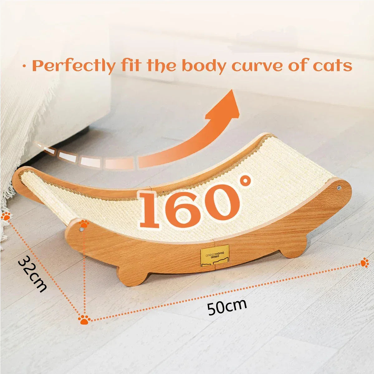 Natural Wood Cat Scratcher & Lounge - 2-in-1 Bed - Petmartopia