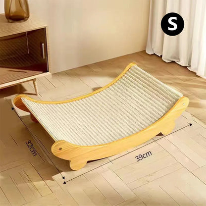 Natural Wood Cat Scratcher & Lounge - 2-in-1 Bed - Petmartopia