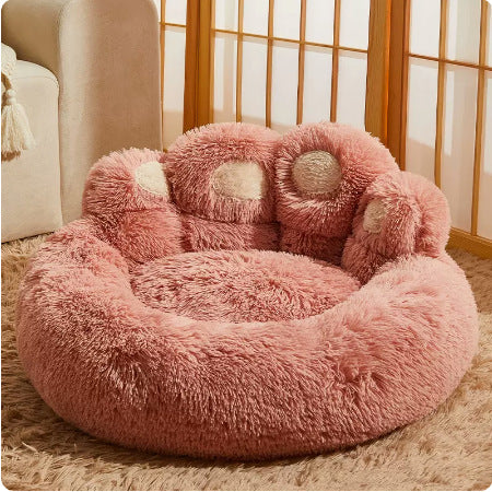 Cute Bear Pow Pet Kennel Creative Cross-border Cat Nest Supplies Warm Four Seasons Universal Pet Sofa Sleeping Mat Nest