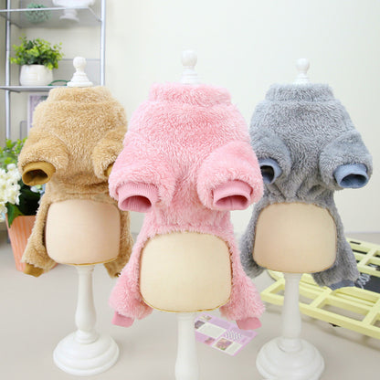 Pet Clothes Dog Clothes Autumn And Winter New Pet Clothes Cat Clothes 22 Three-color Pull Ring Four-leg Fleece