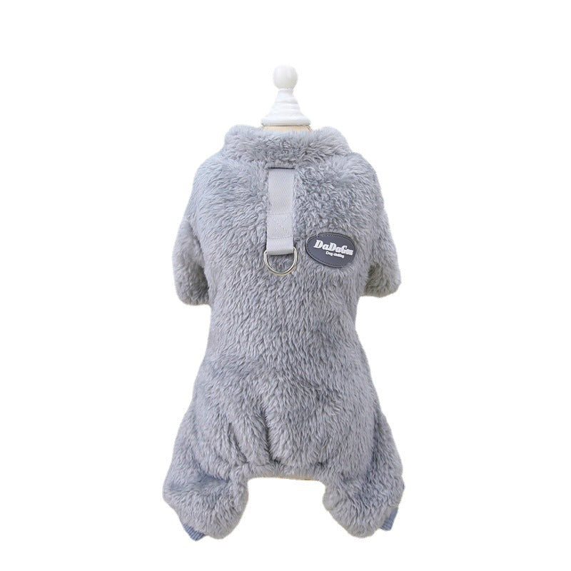 Pet Clothes Dog Clothes Autumn And Winter New Pet Clothes Cat Clothes 22 Three-color Pull Ring Four-leg Fleece