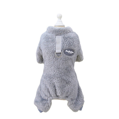 Pet Clothes Dog Clothes Autumn And Winter New Pet Clothes Cat Clothes 22 Three-color Pull Ring Four-leg Fleece