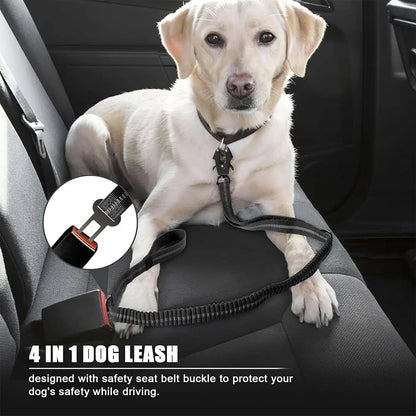 Shock-Absorbing Dog Leash - Reflective with Car Seatbelt