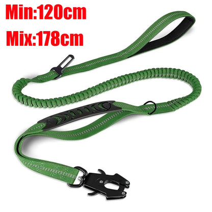 Shock-Absorbing Dog Leash - Reflective with Car Seatbelt