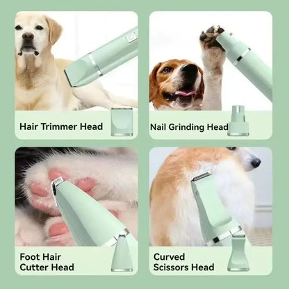 UltraQuiet™ 4-in-1 Precision Pet Grooming Kit – Clipper, Trimmer & Nail Grinder (USB-C)