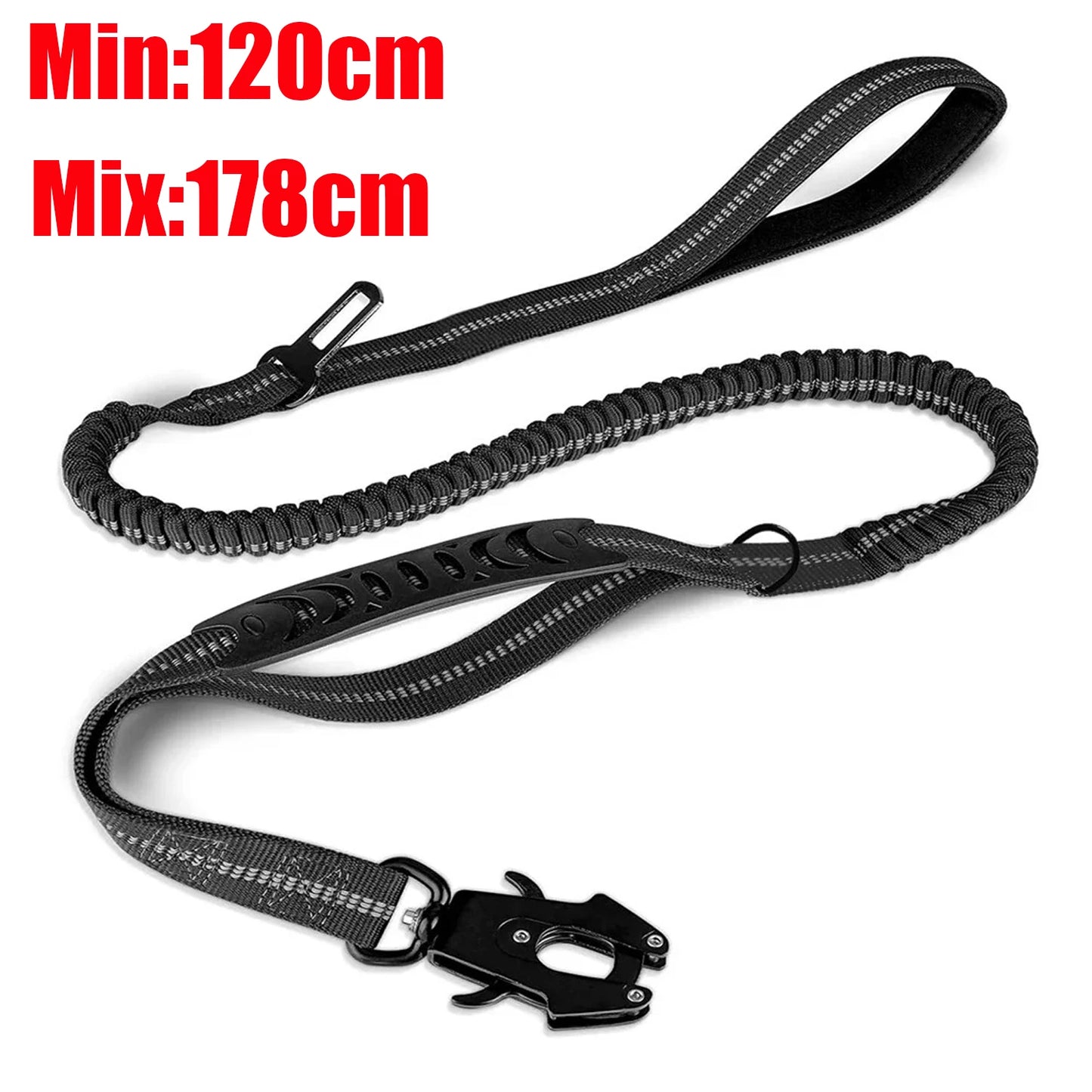 Shock-Absorbing Dog Leash - Reflective with Car Seatbelt