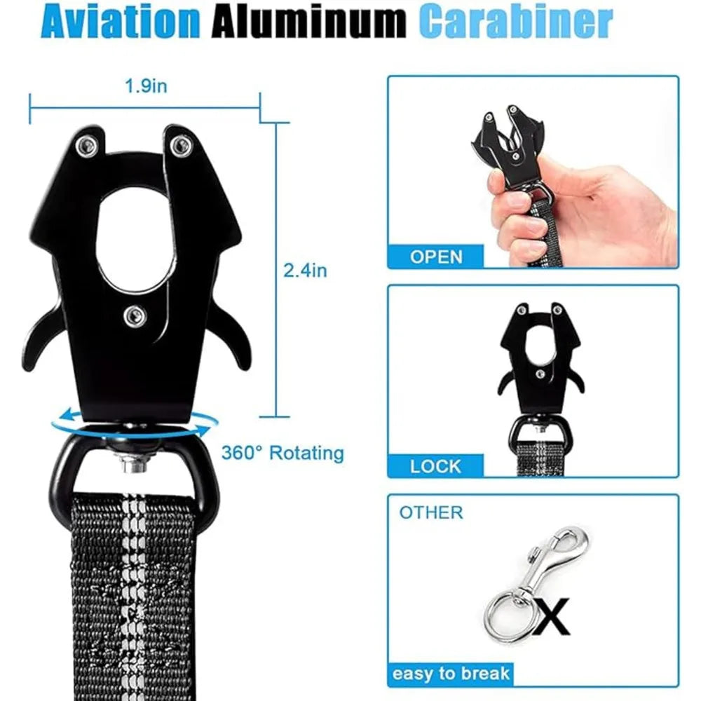 Shock-Absorbing Dog Leash - Reflective with Car Seatbelt