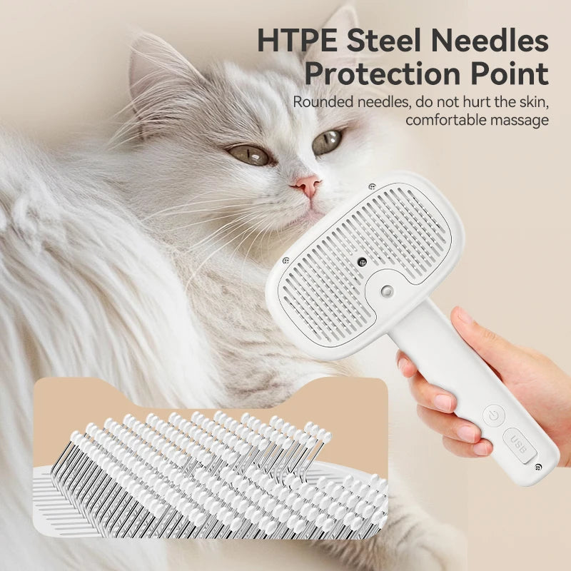 Steam Mist Pet Grooming Brush – Electric Spray Comb for Dogs & Cats (4 Colors)