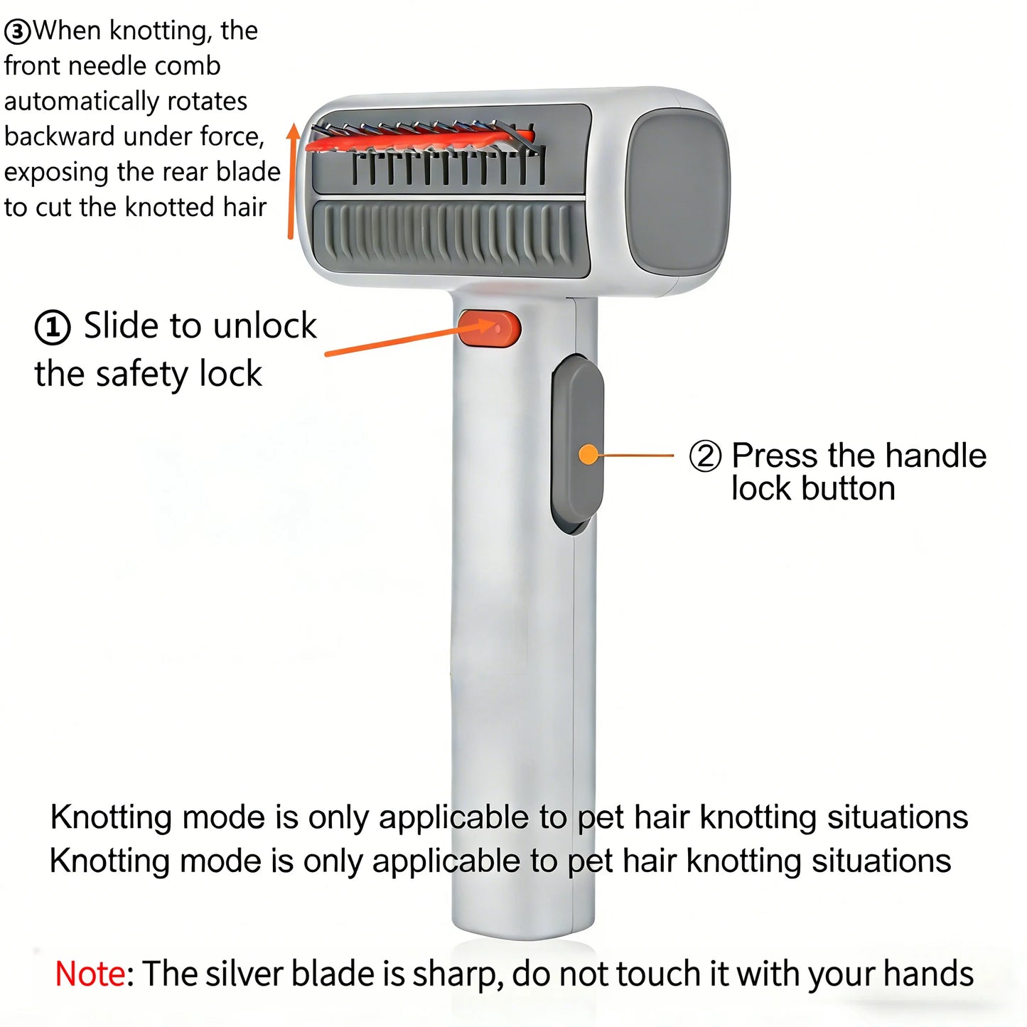 2-in-1 Cat Dematting & Deshedding Comb – Removes Knots, Mats & Loose Undercoat