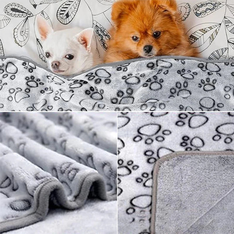 Soft Fluffy Pet Blanket - Warm Cartoon Pattern for Dogs & Cats