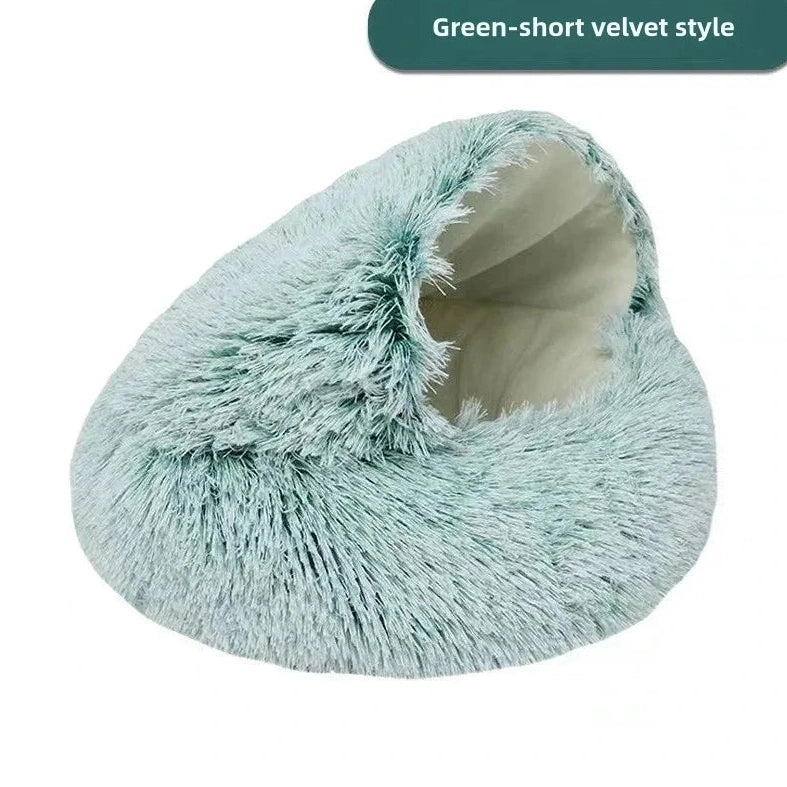 The Cozy Shell Pet Bed - Plush Cave Sanctuary - Petmartopia