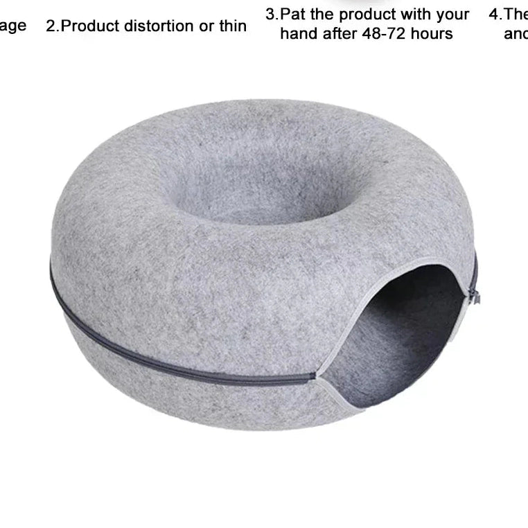 Tunnel Donut Cat Bed - Interactive Play & Sleep Combo - Petmartopia