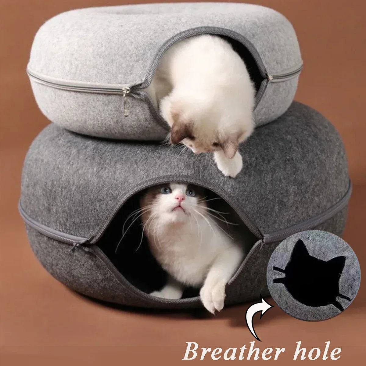 Tunnel Donut Cat Bed - Interactive Play & Sleep Combo - Petmartopia