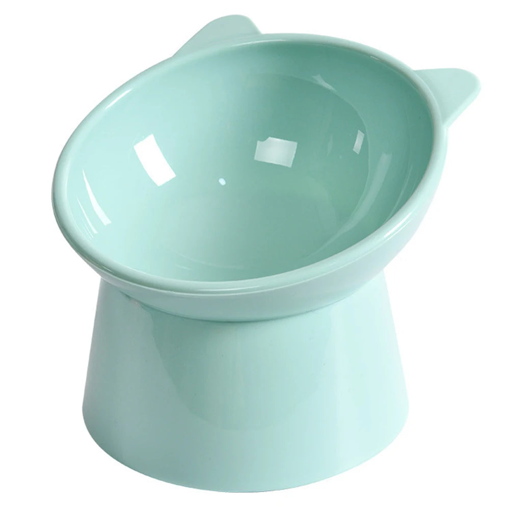 Blue Anti Vomiting Ergonomic Raised Cat Bowl