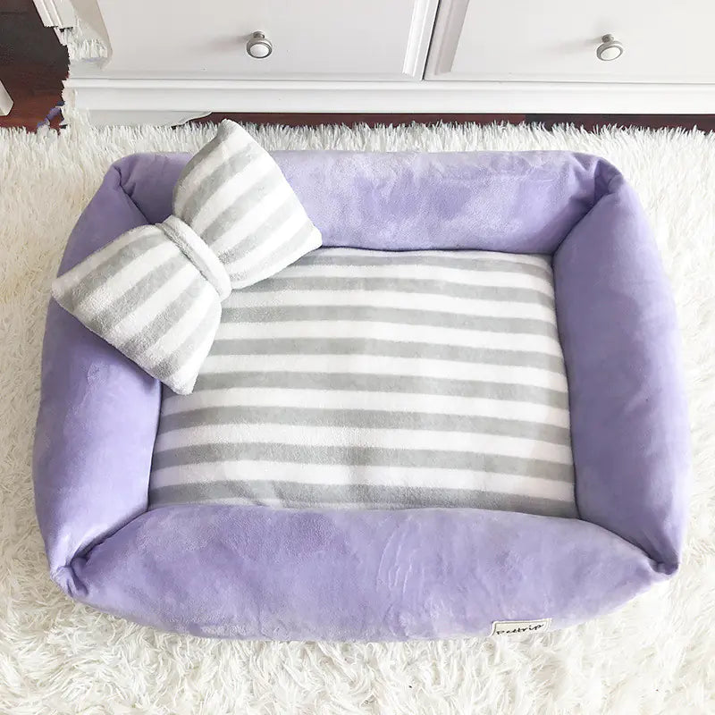 Washable Velvet Pet Bed - Removable Cover