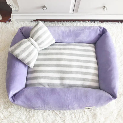 Washable Velvet Pet Bed - Removable Cover