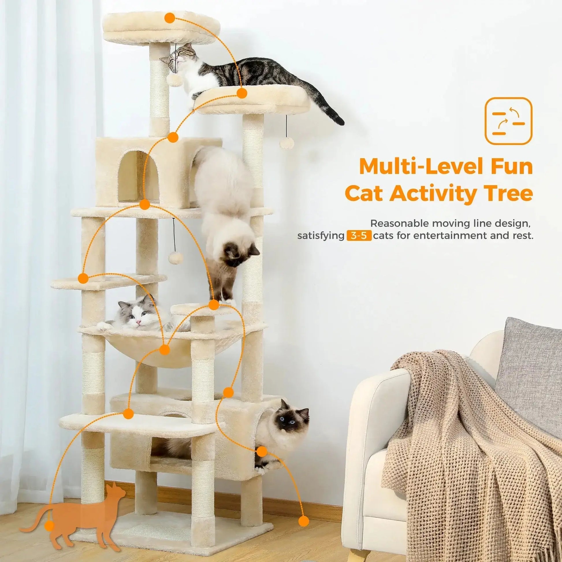 Cat Tree - Multi - Level with Hammock - Petmartopia