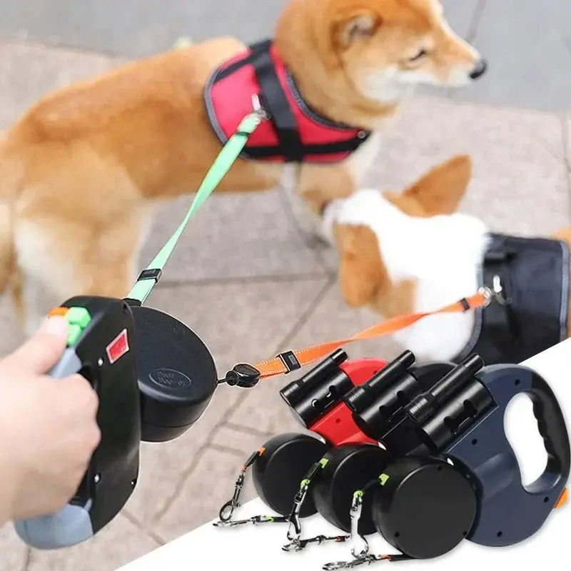Dual - Pet Tangle - Free Retractable Leash - Walk 2 Dogs at Once - Petmartopia