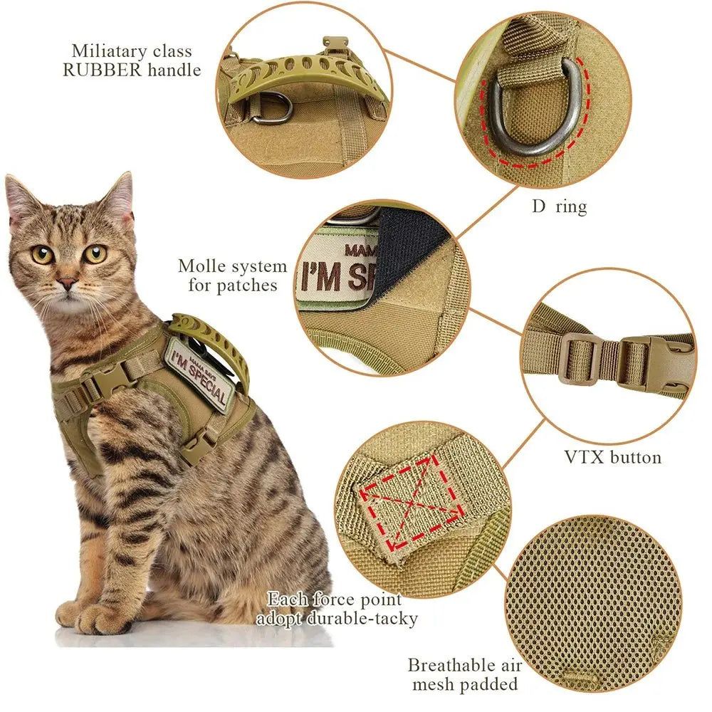 Escape - Proof Adjustable Cat Tactical Harness Leash - Petmartopia