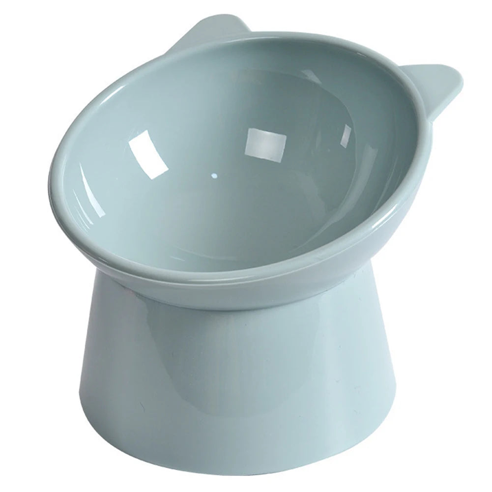 Grey Anti Vomiting Ergonomic Raised Cat Bowl