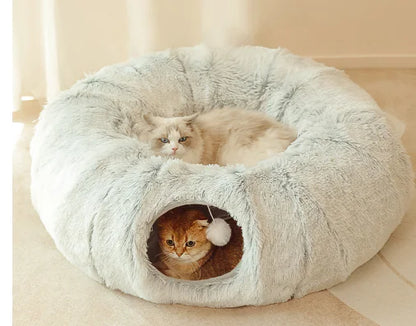Cat Bed with Tunnel & Peephole - Plush Play Nest