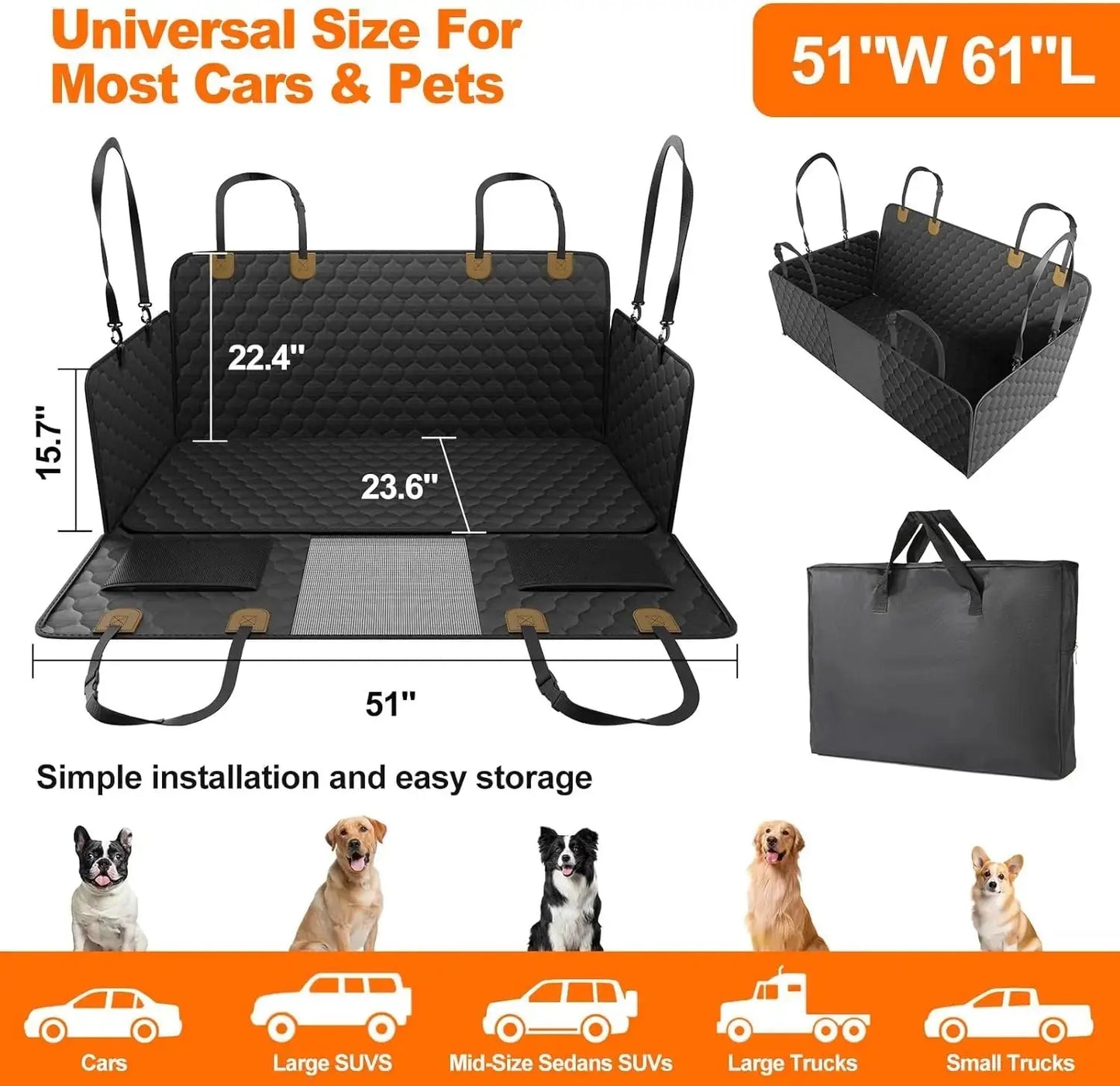 Waterproof Dog Car Seat Cover - Protects Seats from Mud & Hair - Petmartopia
