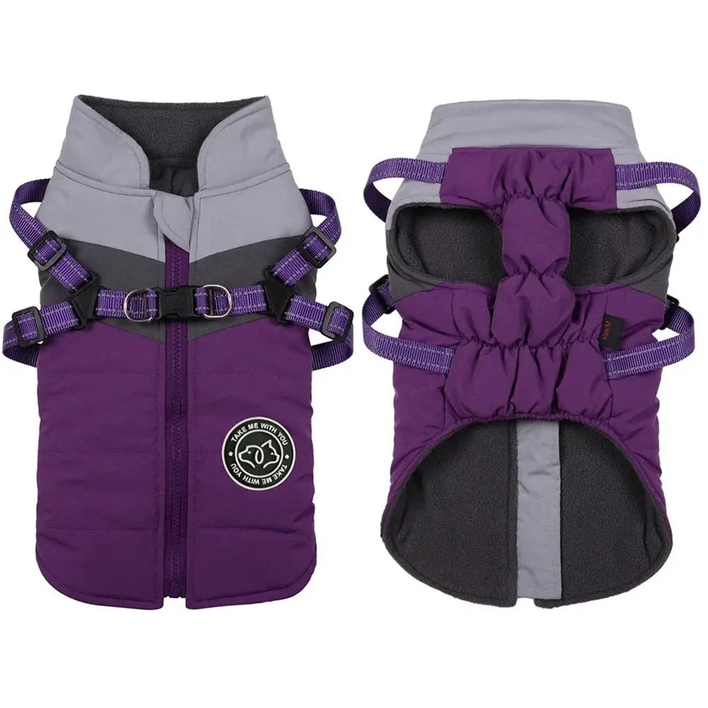 Waterproof Warm Harness Jacket - Reflective Dog Coat - Petmartopia