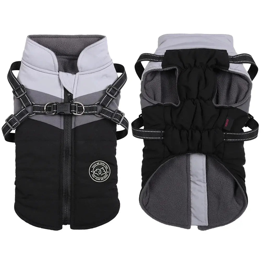 Waterproof Warm Harness Jacket - Reflective Dog Coat - Petmartopia