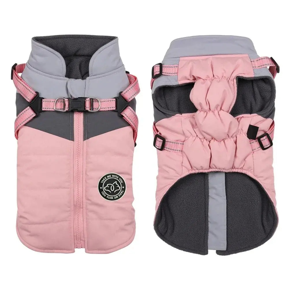 Waterproof Warm Harness Jacket - Reflective Dog Coat - Petmartopia